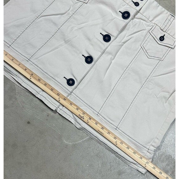 LL Bean Size 20 Beige Canvas A-Line Visible Stitching Button Front Skirt Y2K - Picture 8 of 10